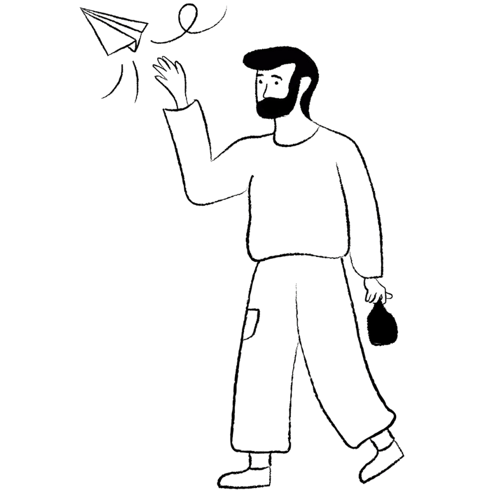 One of the good characters, throwing a paper plane at the contact formula.